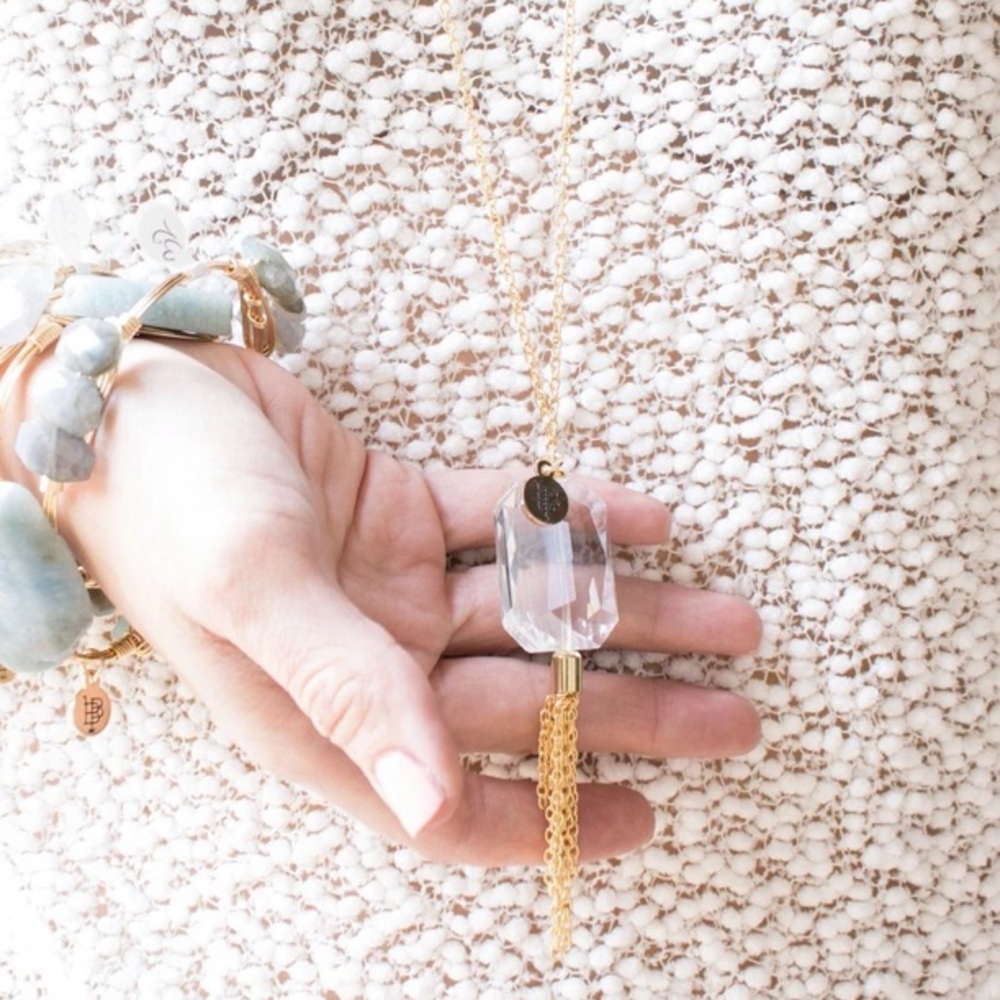 Bourbon and Bowties Gold and Crystal Necklace